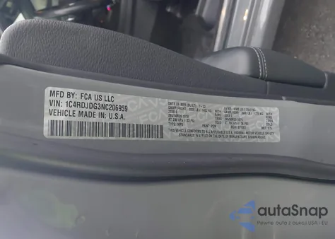 2022 Dodge Durango Gt Plus Awd z USA, uszkodzony, nr VIN 1C4RDJDG3NC206959